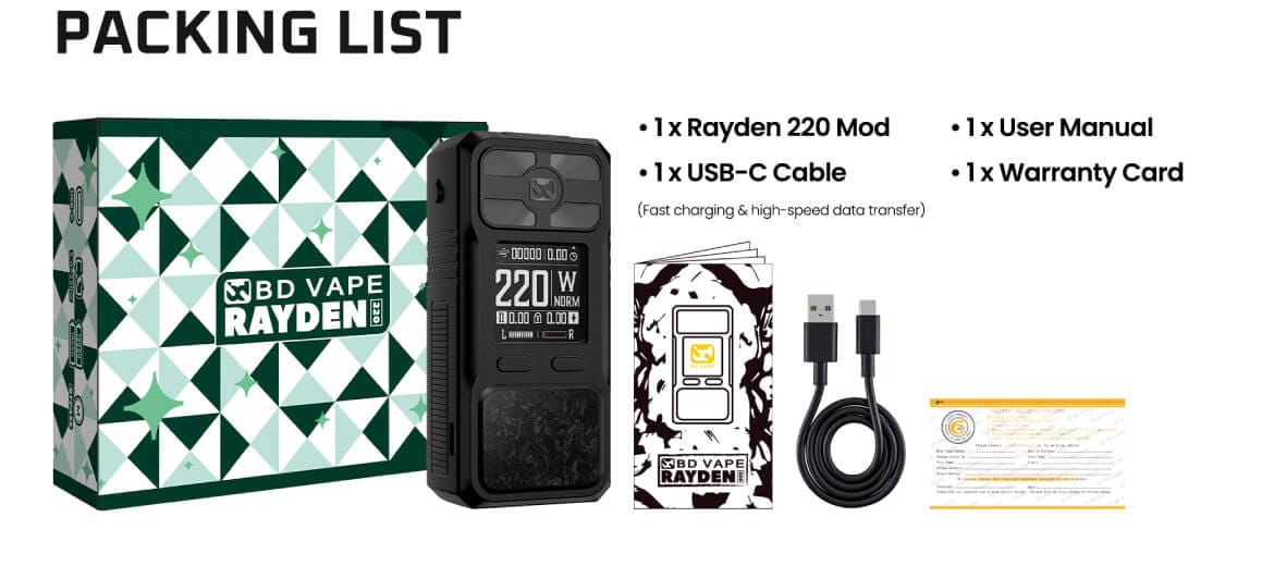 Rayden 220 Limited Edition Box Mod by BD Vape 17 Bd Vapwe 16