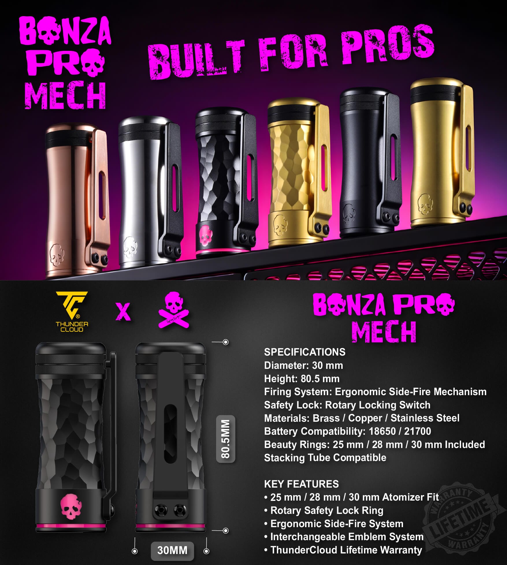 Bonza Pro Mech Mod By Vaping Bogan 2 Mech1@1.5x 100